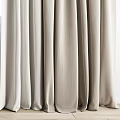 Modern Beige Curtains With Vertical Stripes And Textured Linen Fabric Design