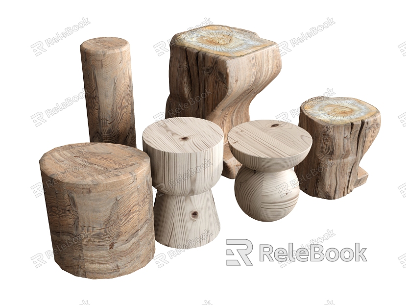 Stool Shoe Stool Low Stool Wooden Stake Log Stool Coffee Table Side Table Low Table model