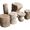 Stool Shoe Stool Low Stool Wooden Stake Log Stool Coffee Table Side Table Low Table 3d model