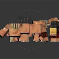 Minecraft Block Style Characters And Creatures With Pink Piglet And Horned Animals