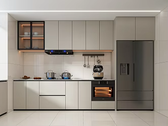 Modern Kitchen Range Hood Dishwasher Steamer Oven Refrigerator 3d model