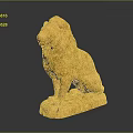 Decorative Golden Lion Statue Sitting Majestically On Shiny Base With Glossy Finish