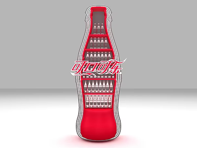 Coca-Cola Bottle Shaped Red Display Shelf with Multiple Layers for Displaying Drinks 3d model