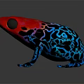 Vibrant Red Head Blue Body Frog With Intricate Black Patterns 3d model