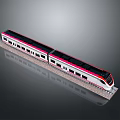 Modern High Speed Train with Sleek White Red Stripe Design on Railway Track 3d model