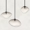 Minimalist Modern Irregular Pebble Shaped White Pendant Lights With Golden Hanging Rods And Warm Light
