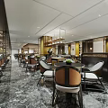 Modern Luxury Restaurant Interior With Gold Accents And Marble Flooring