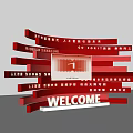 Red 3D Structure Photo Spot With Welcome Sign Tech Innovation And Screen