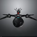 Robot Character Mechanical Creature Featuring Spherical Body Antenna Extended Mechanical Arms And Light Indicators 3d model