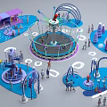 Colorful Children's Playground With Various Play Equipment And Kids Enjoying Outdoor Activities