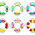 Colorful Swimming Ring Shaped Wall Decor with Various Patterns and Bright Hues for Home Interior