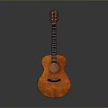 Classical Wooden Guitar With Brown Finish And Reflection On Gray Gradient Background