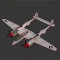 Vintage Military Model Airplane With Twin Engines Red Propellers And Star Insignia