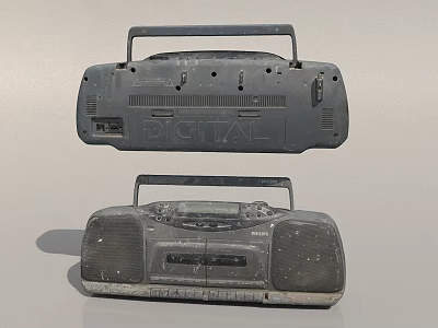 Vintage Entertainment Electronics Classic Boomboxes With Retro Design And Old Fashioned Features 3d model