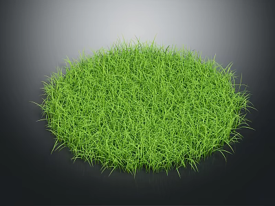 Lush Green Grass Round Patch With Vibrant Texture Against Dark Background 3d model