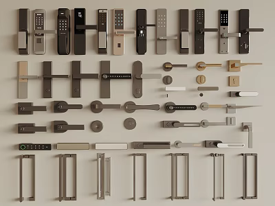Sleek Metal Door Handles In Various Modern Designs For Home Use 3d model