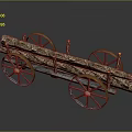 Antique Wooden Cart With Large Spoked Wheels Rustic Wooden Frame And Metal Rims