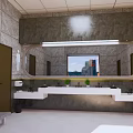 Modern Public Toilet Exterior With Wooden Panels And Glass Entrance Design