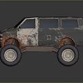 Toy Off Road Vehicle With Camouflage Paint Rusty Exterior And Large Tires