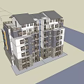 Modern Multistory Apartment Building With Balconies Large Glass Windows Stone Base And Layered Design