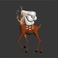 Human Female Character with Deer Body White Cloud Hair Golden Ornaments and Glowing Particles