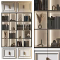 Modern Bookshelf With Glass Doors LED Lighting And Decorative Items For Home