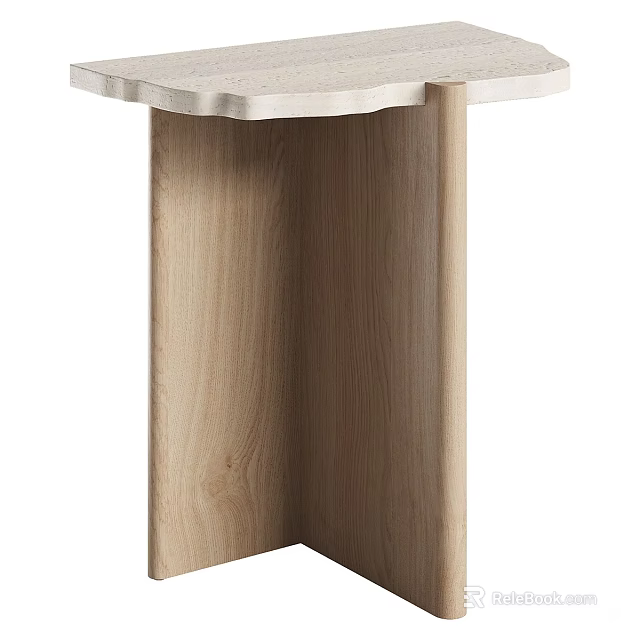 Modern Light Wood Side Table With Clean Lines And Minimalist Structure Design 3d model 