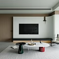 Modern Living And Dining Room Interior With TV Wall Coffee Table And Area Rug