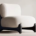 Modern Minimalist Off White Upholstered Leisure Chair With Dark Wooden Legs And Sleek Lines