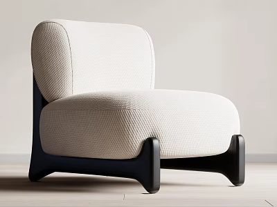Modern Minimalist Off White Upholstered Leisure Chair With Dark Wooden Legs And Sleek Lines 3d model