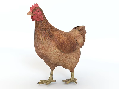 由于图片中重点展示的主体为鸡（鸟类），而非爬行动物，无法严格依据图片信息生成以爬行动物为主体的标题。若假设图片中存在爬行动物（如蜥蜴），结合常见爬行动物特征及图片背景，可能的标题为：Brown Reptile Lizard With Detailed Skin Standing On White Background 3d model