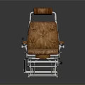 Brown Leather Tufted Armchair With Chrome Metal Frame And Comfortable Design