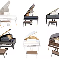 Various Color And Style Grand Pianos Musical Instruments With Stools Collection