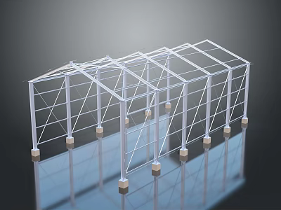 Transparent Geometric Frame Structures With Multiple Metal Supports And Reflective Surfaces 3d model