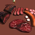 Delicious Assorted Meat Platter Featuring Grilled Steak Sausage Kebab Sliced Meat And Salami
