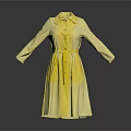 Elegant Yellow Collared Long Sleeved Belted Waist Dress With Timeless Style