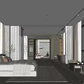 Modern Hotel Guest Room With King Size Bed Floor to Ceiling Windows And Scenic View