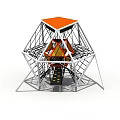 Modern Geometric Metal Structure With Orange Top And Internal Staircase Design 3d model