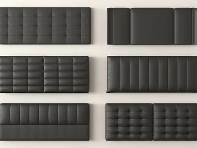 Black Bed Headboards Featuring Various Tufted Grid Striped And Panel Design Styles 3d model