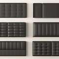 Black Bed Headboards Featuring Various Tufted Grid Striped And Panel Design Styles 3d model