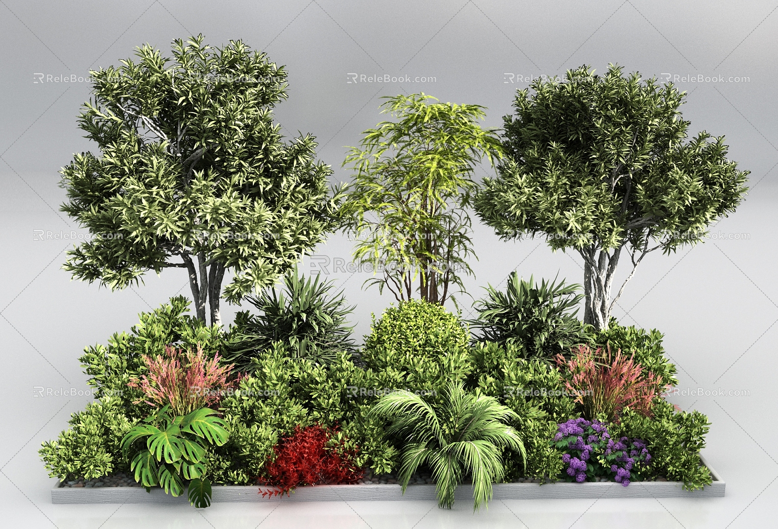 Plant Pile Plant Landscape Landscape Plant Garden Plant Group Sketch Park Plant Big Tree Shrub Ball Flowers Greening 3d model