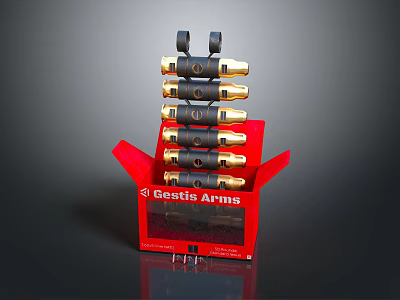 Gestic Arms Black and Gold Commercial Equipment Stacked in Red Box 3d model