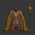 Mythical Character In Ornate Purple And Yellow Robe With Golden Staff