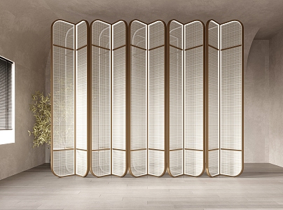 Modern screen wire glass partition screen 3d model