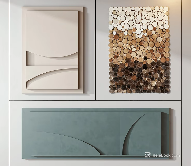 Set of Modern Wall Decor With Geometric Designs And Textures 3d model