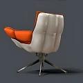 Modern Orange Padded Leisure Chair With Spider Metal Base Design