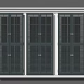 Three Dark Closed Window Shutters With White Frames On Home Windows