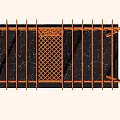 Wooden Pergola with Lattice Side Panels and Top Beam Structure on Black Marble Platform