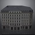 European Style Multi Story Building With Gray Roof Stone Facade And Multiple Windows
