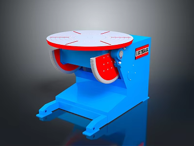 TURBEX Blue Industrial Rotary Workbench With White Tabletop And Red Components 3d model